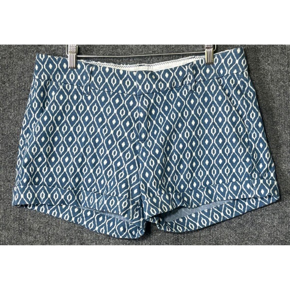 Dear John Pants - Dear John Blue White Ikat Diamond Geometric Cuffed Shorts Size 31 Womens